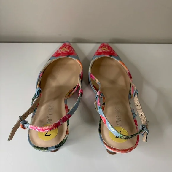 Nine West Renela Floral Slingback Kitten Heels - Picture 4 of 6